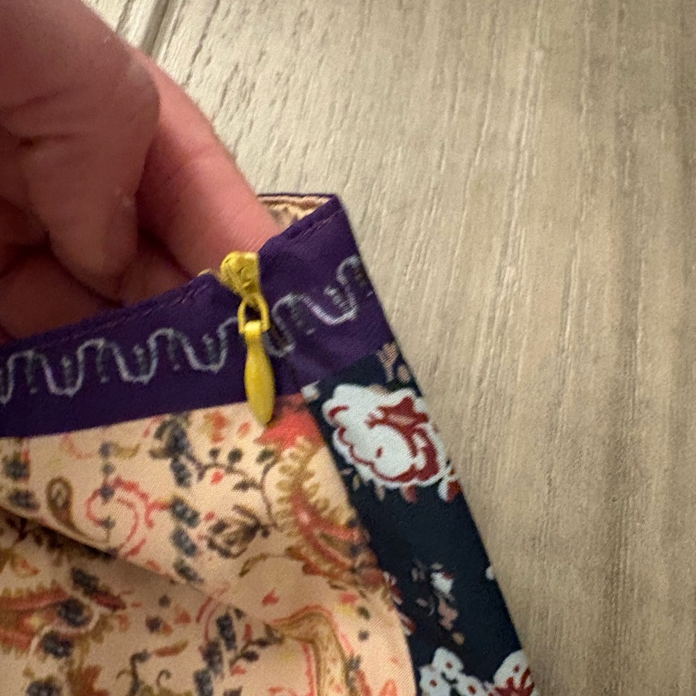 NWT Commense Wrap Patchwork Print Mini Skirt Purple Floral Size M - Picture 5 of 10